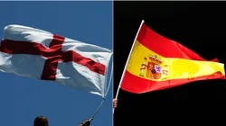 English flag (L) and Spanish flag (R)