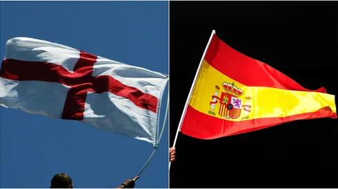 English flag (L) and Spanish flag (R)