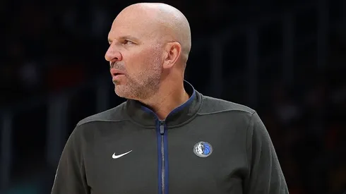 ATLANTA, GEORGIA - APRIL 02: Head coach Jason Kidd of the Dallas Mavericks looks onagainst the Atlanta Hawks during the first quarter at State Farm Arena on April 02, 2023 in Atlanta, Georgia. NOTE TO USER: User expressly acknowledges and agrees that, by downloading and or using this photograph, User is consenting to the terms and conditions of the Getty Images License Agreement. (Photo by Kevin C. Cox/Getty Images)