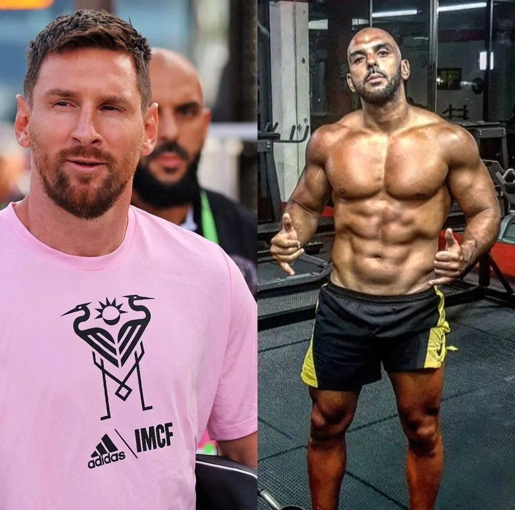 Lionel Messi and his bodyguard, Yassine Cheuko