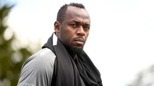 Bolt during a 2022 Unicef Soccer game