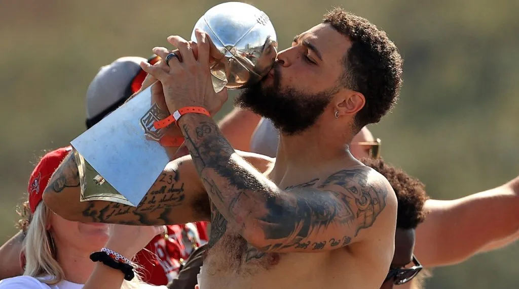 Mike Evans after winning the Super Bowl