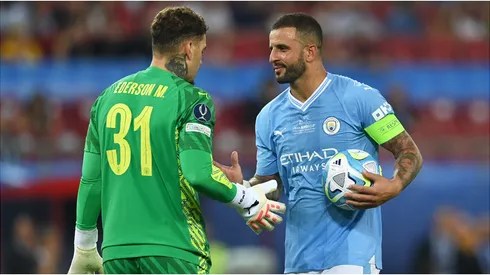 Ederson and Kyle Walker of Manchester City