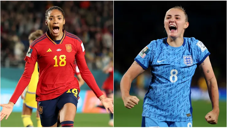 L-R: Salma Paralluelo from Spain and Georgia Stanway of England