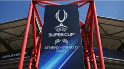 General view outside the Karaiskakis Stadium during previews ahead of the UEFA Super Cup 2023