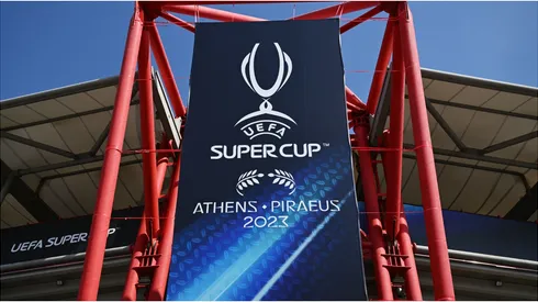 General view outside the Karaiskakis Stadium during previews ahead of the UEFA Super Cup 2023