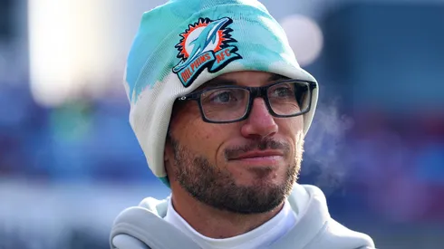 ORCHARD PARK, NEW YORK - JANUARY 15: Head coach Mike McDaniel of the Miami Dolphins looks on prior to a game against the Buffalo Bills in the AFC Wild Card playoff game at Highmark Stadium on January 15, 2023 in Orchard Park, New York. (Photo by Bryan M. Bennett/Getty Images)