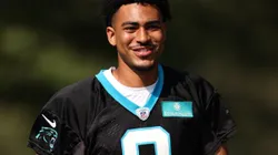 SPARTANBURG, SOUTH CAROLINA - JULY 27: Bryce Young #9 of the Carolina Panthers attends Carolina Panthers Training Camp at Wofford College on July 27, 2023 in Spartanburg, South Carolina. (Photo by Jared C. Tilton/Getty Images)