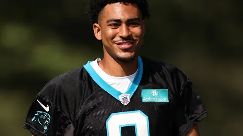SPARTANBURG, SOUTH CAROLINA - JULY 27: Bryce Young #9 of the Carolina Panthers attends Carolina Panthers Training Camp at Wofford College on July 27, 2023 in Spartanburg, South Carolina. (Photo by Jared C. Tilton/Getty Images)