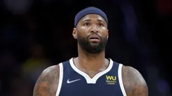 DENVER, COLORADO - MARCH 02: DeMarcus Cousins #4 of the Denver Nuggets plays the Oklahoma City Thunder at Ball Arena on March 02, 2022 in Denver, Colorado. NOTE TO USER: User expressly acknowledges and agrees that, by downloading and or using this photograph, User is consenting to the terms and conditions of the Getty Images License Agreement. (Photo by Matthew Stockman/Getty Images)