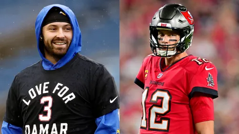 Baker Mayfield (left, Los Angeles Rams) Tom Brady (right, Tampa Bay Buccaneers) -NFL 2022