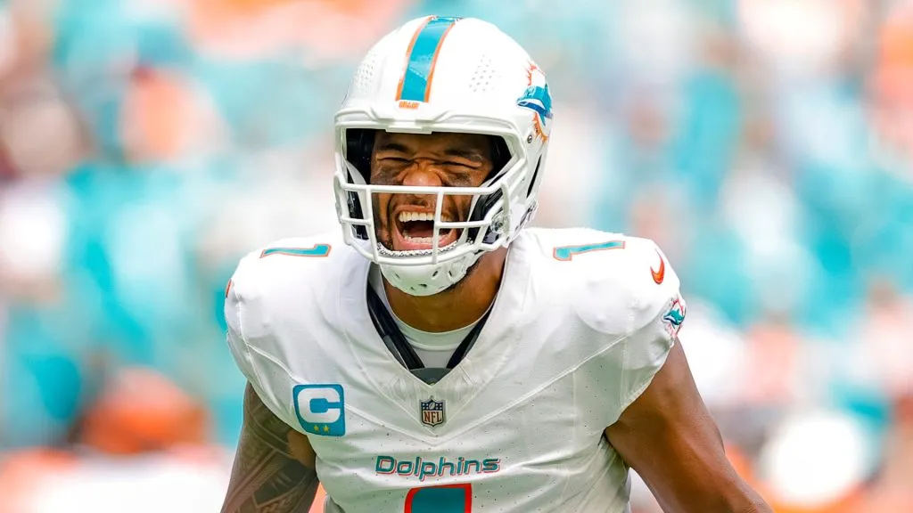 Tua Tagovailoa, quarterback of the Miami Dolphins, during the 2023 NFL season.