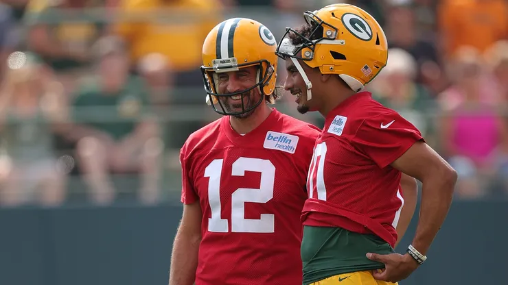 Jordan Love and Aaron Rodgers