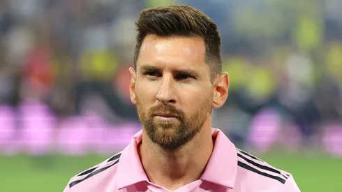 Lionel Messi looks on before an Inter Miami game.