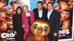 Nicolas Cage, Catherine Keener, Ryan Reynolds and Emma Stone at an event for The Croods.