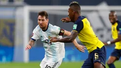 Lionel Messi against Pervis Estupiñan