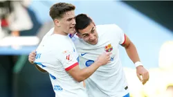 Ferran Torres celebrates with Gavi of FC Barcelona