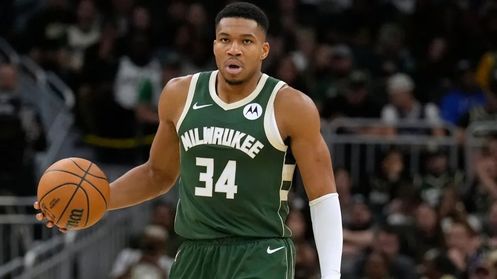 Giannis Antetokounmpo #34 of the Milwaukee Bucks