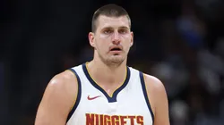 Nikola Jokic looks on during a game.