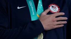 Jacob Foster of United States in the podium of Men's 100m