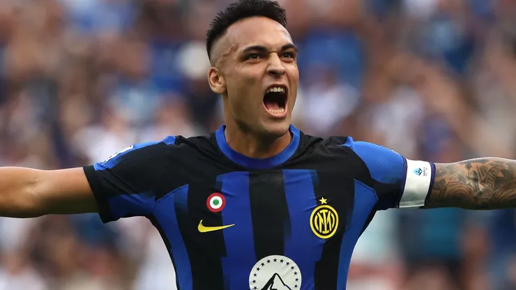 Lautaro Martinez celebrates for Inter Milan