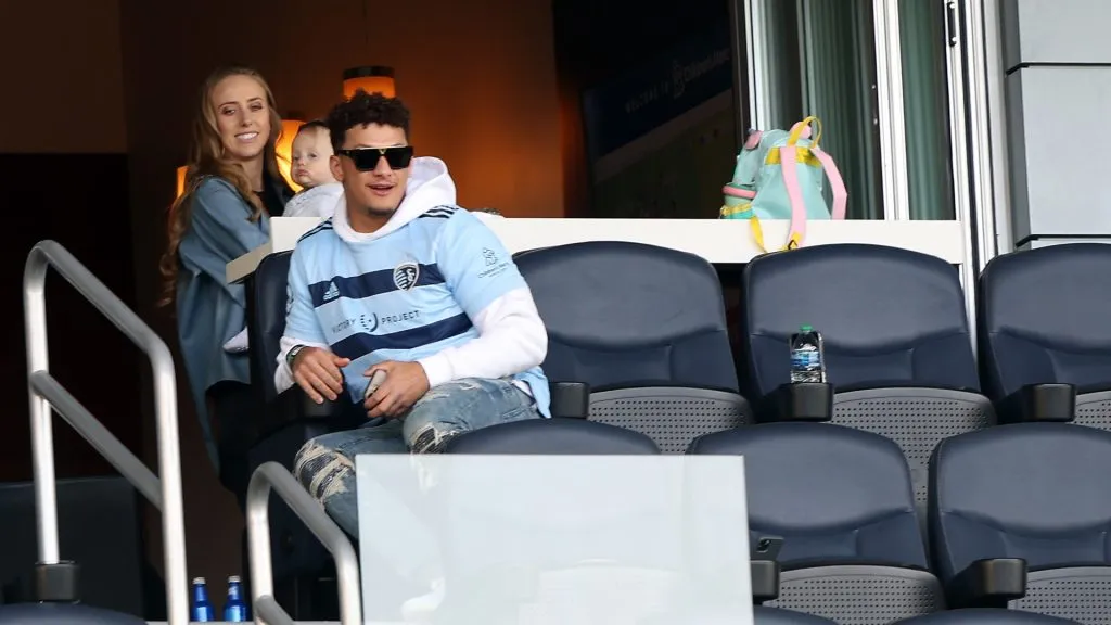 Patrick Mahomes watching the Sporting Kansas City