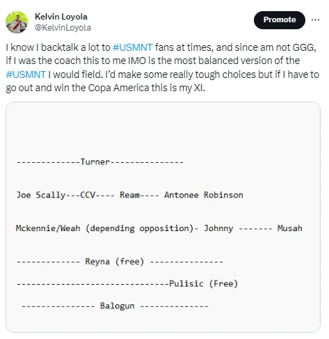 My Copa America lineup