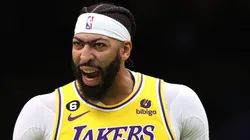 Anthony Davis reacts during a game.