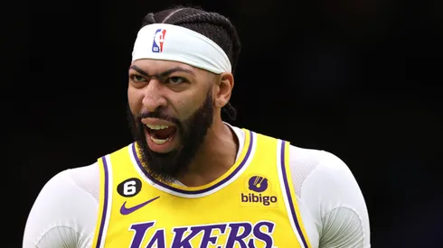 Anthony Davis reacts during a game.