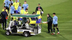 Neymar carted off the field in Brazil's loss to Uruguay