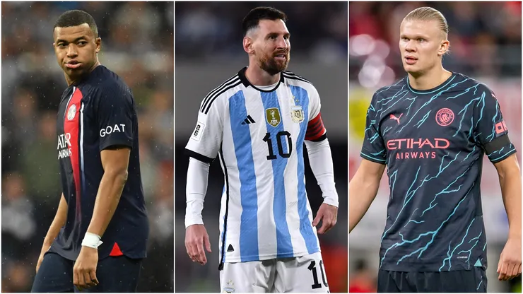 Kylian Mbappe, Lionel Messi and Erling Haaland