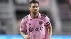 Lionel Messi, #10 of Inter Miami CF, looks on from the field against the FC Cincinnati.
