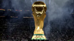 A giant FIFA World Cup trophy is seen prior to the FIFA World Cup Qatar 2022 Final