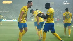 Cristiano Ronaldo of Al-Nassr Club celebrates with Sadio Mane
