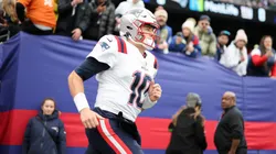 Mac Jones takes the field prior to the game against the New York Giants.