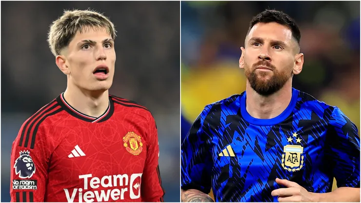 Alejandro Garnacho (left) and Lionel Messi.