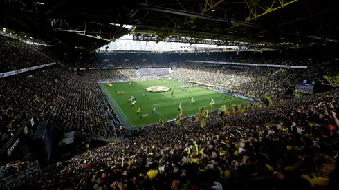 A general view inside the stadium as Borussia Dortmund fans show their support prior to the Bundesliga match between Borussia Dortmund and FC Schalke 04 at Signal Iduna Park on September 17, 2022 in Dortmund, Germany. (Photo by Lars Baron/Getty Images)