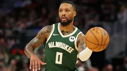 Damian Lillard running the point for the Milwaukee Bucks.