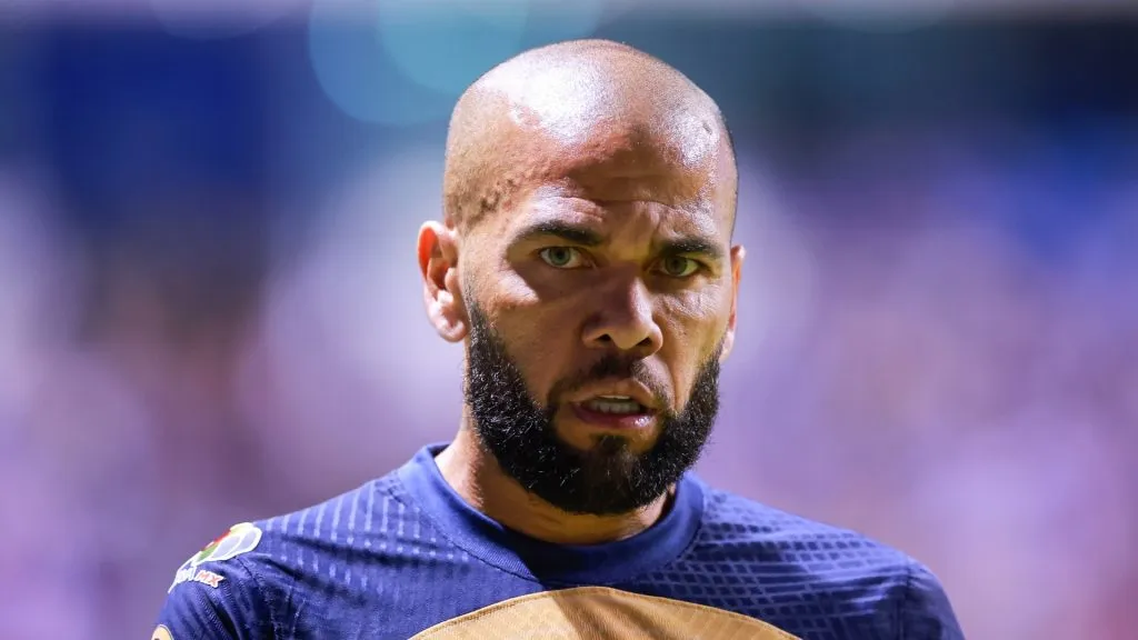 Dani Alves of Pumas looks on during the 7th round match between Puebla and Pumas UNAM as part of the Torneo Apertura 2022 Liga MX at Cuauhtemoc Stadium on September 23, 2022 in Puebla, Mexico. (Photo by Hector Vivas/Getty Images)