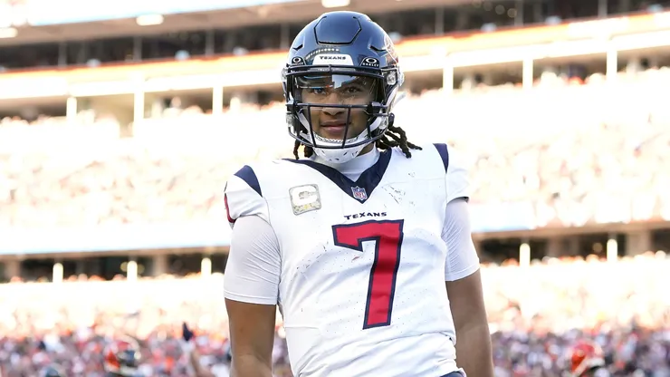C.J. Stroud of the Houston Texans celebrates a touchdown.