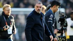 Ange Postecoglou, Manager of Tottenham Hotspur, looks dejected after the team's defeat in the Premier League match between Wolverhampton Wanderers and Tottenham Hotspur at Molineux on November 11, 2023 in Wolverhampton, England.