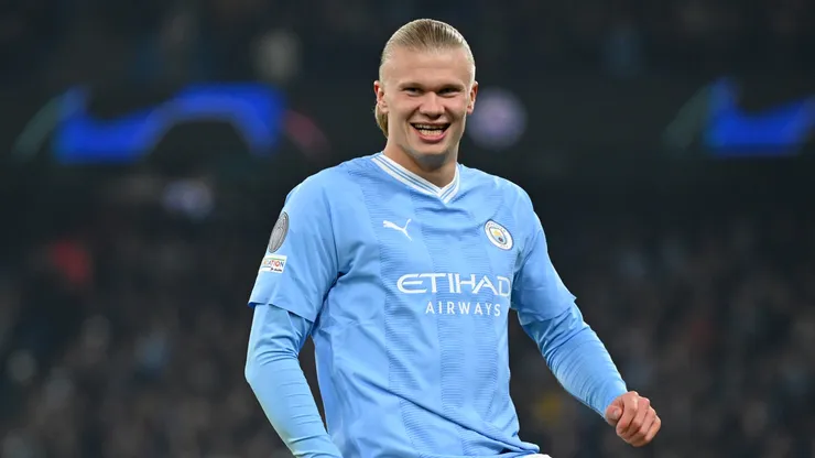 Erling Haaland celebrates after scoring against Young Boys