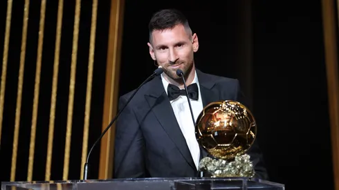 Lionel Messi after receiving his eighth Ballon d'Or in 2023
