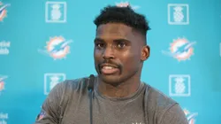 Tyreek Hill during a press conference prior to the Miami Dolphins vs Kansas City Chiefs game in Germany
