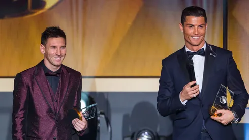 Lionel Messi and Cristiano Ronaldo during the FIFA Ballon d'Or Gala 2014