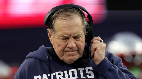 FOXBOROUGH, MASSACHUSETTS - DECEMBER 17: Head coach Bill Belichick of the New England Patriots looks on during the fourth quarter against the Kansas City Chiefs at Gillette Stadium on December 17, 2023 in Foxborough, Massachusetts. (Photo by Maddie Meyer/Getty Images)
