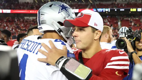 Brock Purdy greeting Dak Prescott after the Cowboys vs 49ers game (October 28,2023)