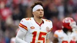Patrick Mahomes looks on before a game