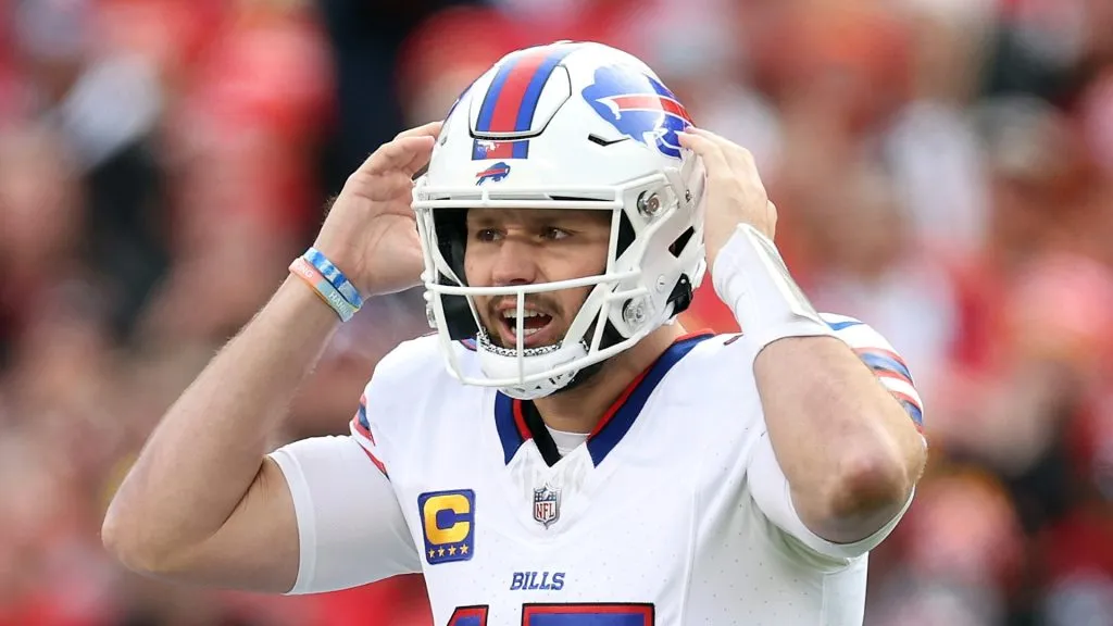 Josh Allen #17 of the Buffalo Bills in action 