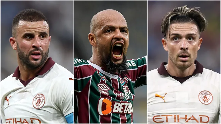 Kyle Walker (left), Felipe Melo (c) and Jack Grealish